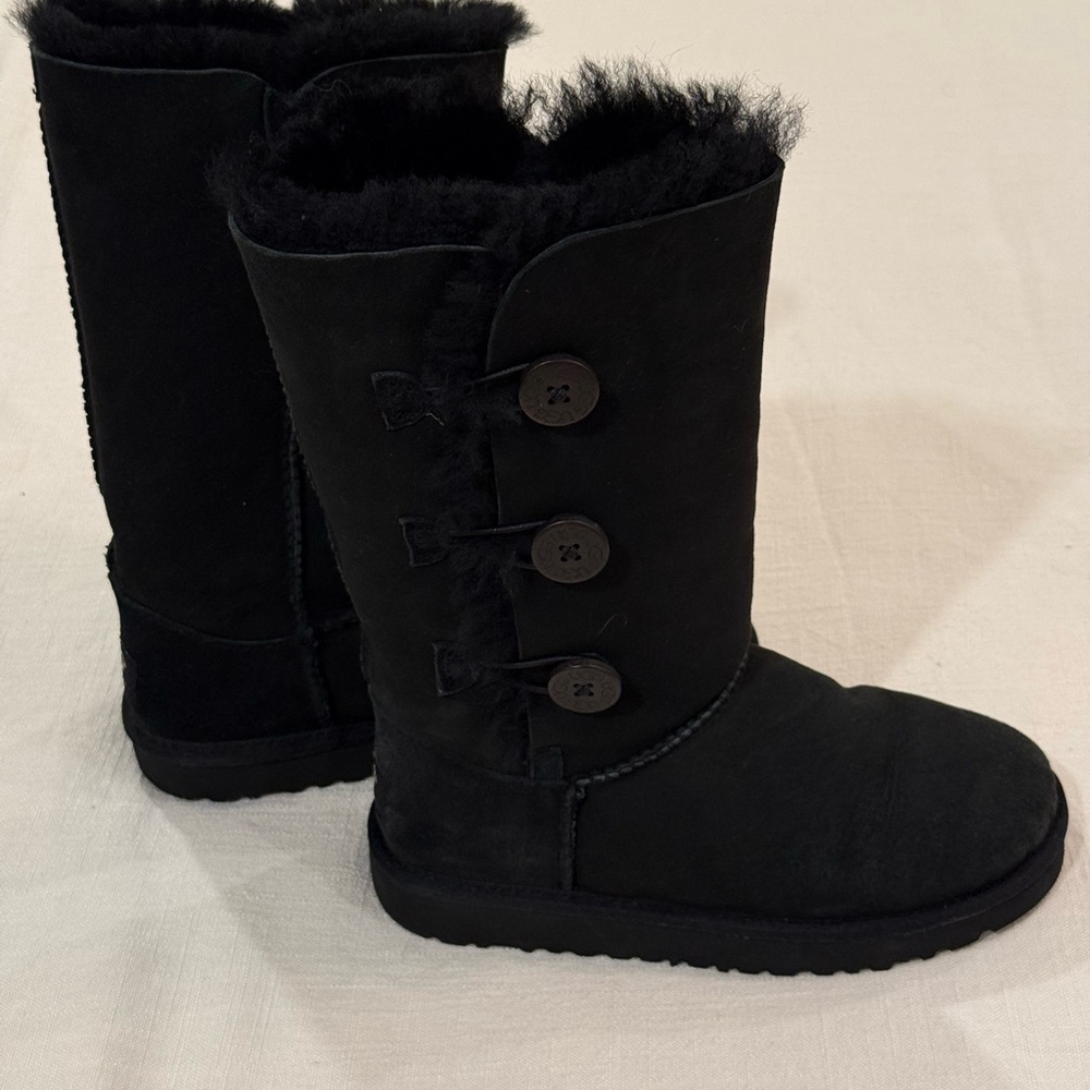 UGG Black Bailey Button Sheepskin Boots - Picture 2 of 11
